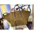 Imitation Celine Luggage Phantom Tote Bag Suede Leather CT3372 Green Tl5147Oz49
