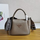 Imitation Prada leather tote bag 1BC145 gray Tl5674SU87