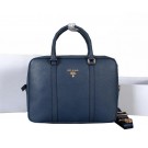 Replica Prada Grainy Calf Leather Briefcase 80661 Blue Tl6642XB19