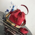 Replica Prada Leather bucket bag 1BE018 red Tl6451hD86