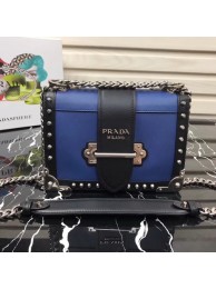 AAA Replica Prada Cahier studded leather bag 1BD045-1 blue&black Tl6517cf50