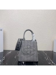 AAAAA Imitation Prada SMALL SHOPPING BAG 1AV333 Black&grey Tl5706oT91