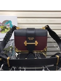 Best Prada Cahier leather bag 1BD045 Burgundy&black Tl6522kr25
