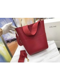Best Replica CELINE Sangle Seau Bag in Litchi Leather C3371 Red Tl5103zU69