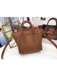 Celine Luggage Nano Tote Bag Original Leather CC3560 Brown Tl5155Ag46