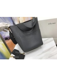 CELINE Sangle Seau Bag in Litchi Leather C3371 Grey Tl5101DS71