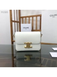 Celine TEEN TRIOMPHE BAG IN SHINY CALFSKIN MINERAL 188423 white Tl4781Cw85