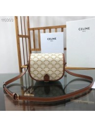 Celine TRIOMPHE SHOULDER BAG IN TRIOMPHE CANVAS AND CALFKSIN 191502 WHITE Tl4784KX22