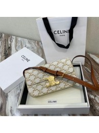 Celine TRIOMPHE SHOULDER BAG IN TRIOMPHE CANVAS AND CALFKSIN 194142 WHITE Tl4790Ag46