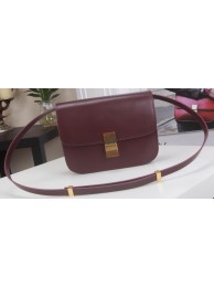 Fake Celine Classic Box Flap Bag Calfskin Leather C3369 Burgundy Tl5174GR32