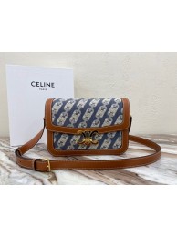 Fake CELINE TRIOMPHE BAG IN TEXTILE AND NATURAL CALFSKIN 18888 Brown Tl4874Lh27