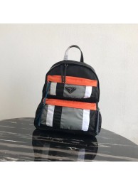 Fake Prada Printed technical fabric backpack 2VZ025 black&orange Tl6221pE71