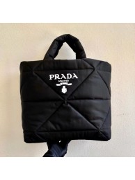 Fake Prada Re-Nylon and Saffiano leather shoulder bag 2AG082 black Tl5856pE71