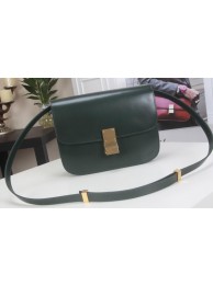 Imitation Celine Classic Box Flap Bag Calfskin Leather C3369 Green Tl5175SU34