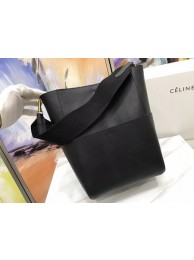 Imitation CELINE Sangle Seau Bag in Litchi Leather C3371 Black Tl5104ye39