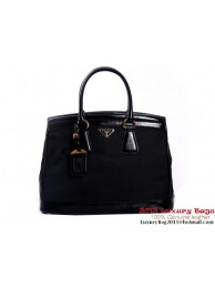 Imitation Fashion Prada Bluette Saffiano Leather Lux Canvas Handbag BN2402 Black Tl6669kd19