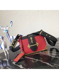 Imitation Prada Cahier Leather Shoulder Bag 1BD045 Black&Red Tl6607Oz49