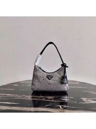 Imitation Prada Satin mini-bag with artificial crystals 1BE515Z black Tl5877Oz49