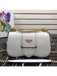 Imitation Prada Sidonie leather shoulder bag 1BD184 White Tl6352SU58