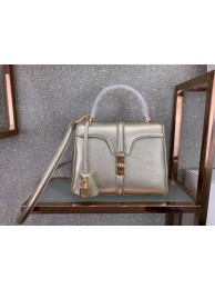 Knockoff CELINE SMALL 16 BAG IN LAMINATED GRAINED CALFSKIN 188003 GOLD Tl4946Ez66