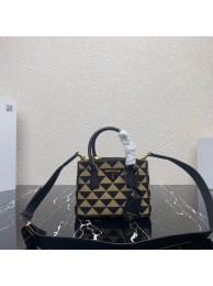 Knockoff Prada Galleria embroidered jacquard fabric mini bag 1BA906 black Tl5703JF45