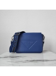 Knockoff Prada Leather bag with shoulder strap 2BV031 blue Tl5779vf92
