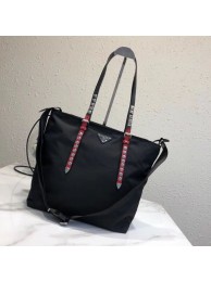 Luxury Prada Saffiano leather and nylon tote 1BG212 black&Red Tl6548bE46