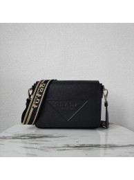 Luxury Replica Prada Leather bag with shoulder strap 2BV031 black Tl5780vv50