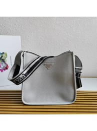 Prada Leather bag with shoulder strap 1BC073 gray Tl5773pk20