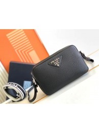 Prada Leather bag with shoulder strap 1DB820 black Tl5720hc46
