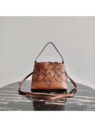 Prada Leather Prada Tress Handbag 1BA290 brown Tl6027Ym74