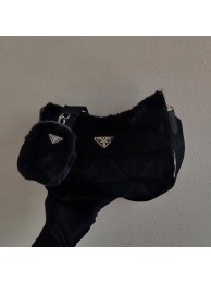 Prada Mink hair shoulder bag 1BC151M black Tl6003tQ92