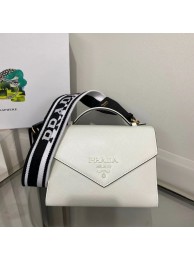 Prada Monochrome Saffiano and leather bag 1BD317 white Tl5809Rc99