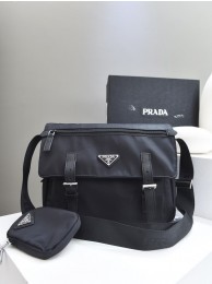 Prada Nylon Flap Messenger shoulder Bag PN1259 Black Tl5874Yo25