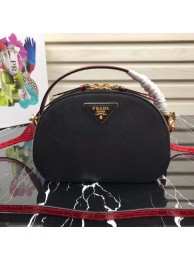 Prada Odette Saffiano leather bag 1BH123 black&red Tl6445nS91
