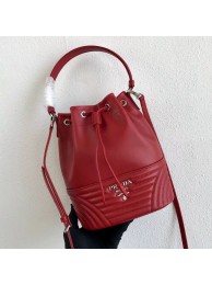 Prada Original Calfskin Leather Bucket Bag 1BH038 Red Tl6332gN72