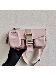 Prada Pocket nylon and brushed leather bag 1BD295 pink Tl5986TP23