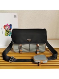Prada Re-Nylon and Saffiano leather shoulder bag 2XD770 black&gray Tl5862Is53