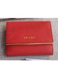 Prada Saffiano Leather Wallet 1MH523 Red Tl6715Mn81