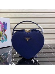 Prada Saffiano Original Leather Tote Heart Bag 1BH144 Blue Tl6326xa43