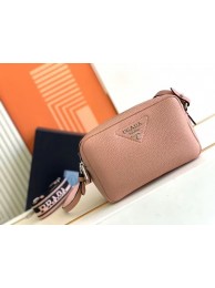 Replica Prada Leather bag with shoulder strap 1DB820 pink Tl5721hD86