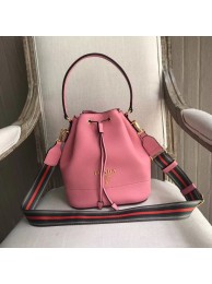 Replica Prada Leather bucket bag 1BE018 pink Tl6426sA83
