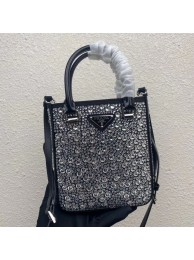 Replica Prada leather small-bag with artificial crystals tote 1BC331 black Tl5855rH96