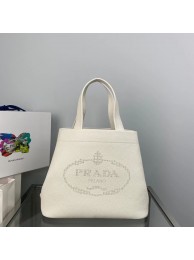 Top Prada leather tote bag 1AG833 white Tl5751eo14